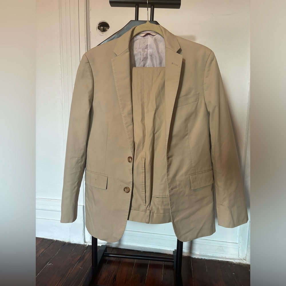 Brooks Brothers Red Fleece Tan Cotton Suit